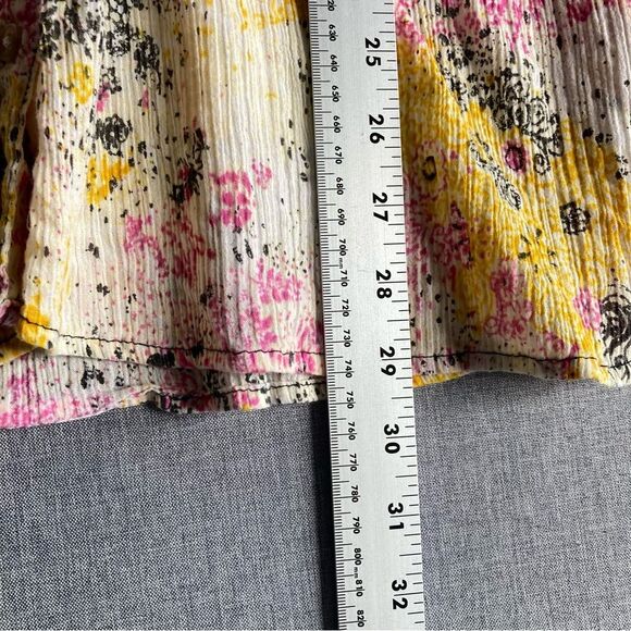 Pilcro Smocked Buttondown Shirt Size Large Oversized Relaxed Speckled Floral - Picture 13 of 13